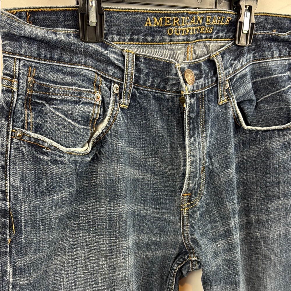 American Eagle Original Straight Men's Blue Jeans Size 32 - Picture 6 of 12